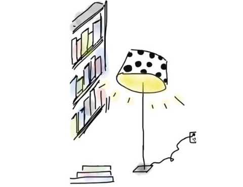 dessin-bibliotheque-et-lampe-illustration-pretexte