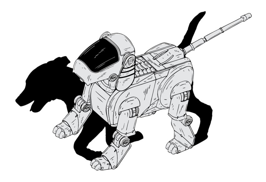 robot-chien-montage-dessins-superposés-robot-et-silhoutte-chien