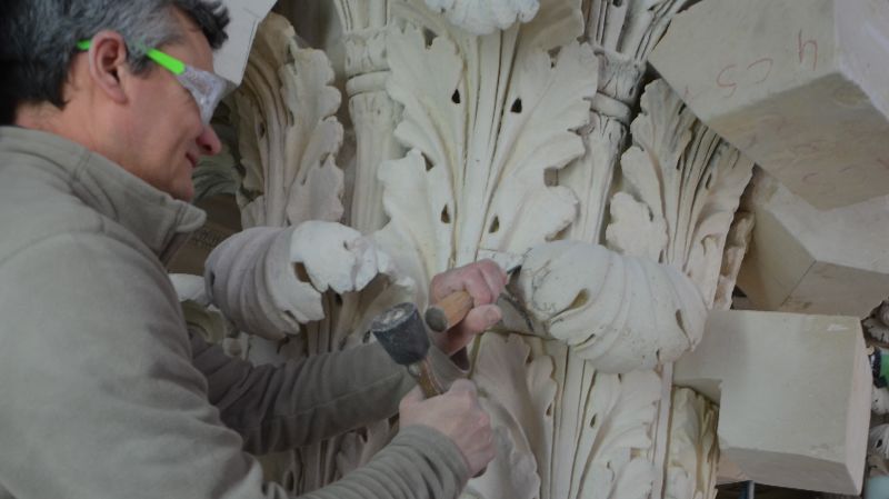 Visite du chantier de restauration du Panthéon à Paris